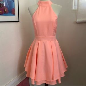 dress rehearsal peach skater dress